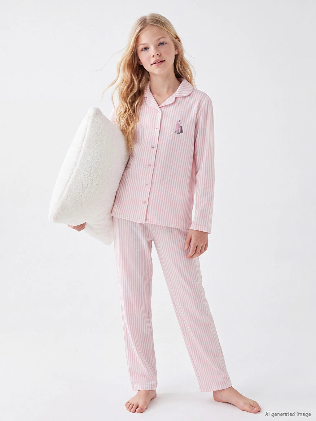 LCW Kids Collared Neck Girls' Pyjamas